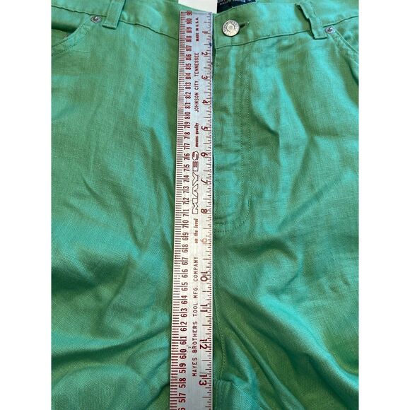 Ralph Lauren Womens Sz 16 Linen Grass Green Wide Crop Leg Spring Vtg NEW - Picture 6 of 14